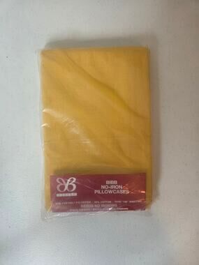 BIBB NonIron Vintage Pillowcase Standard Size Type 130 Sheet Cotton Blend Yellow